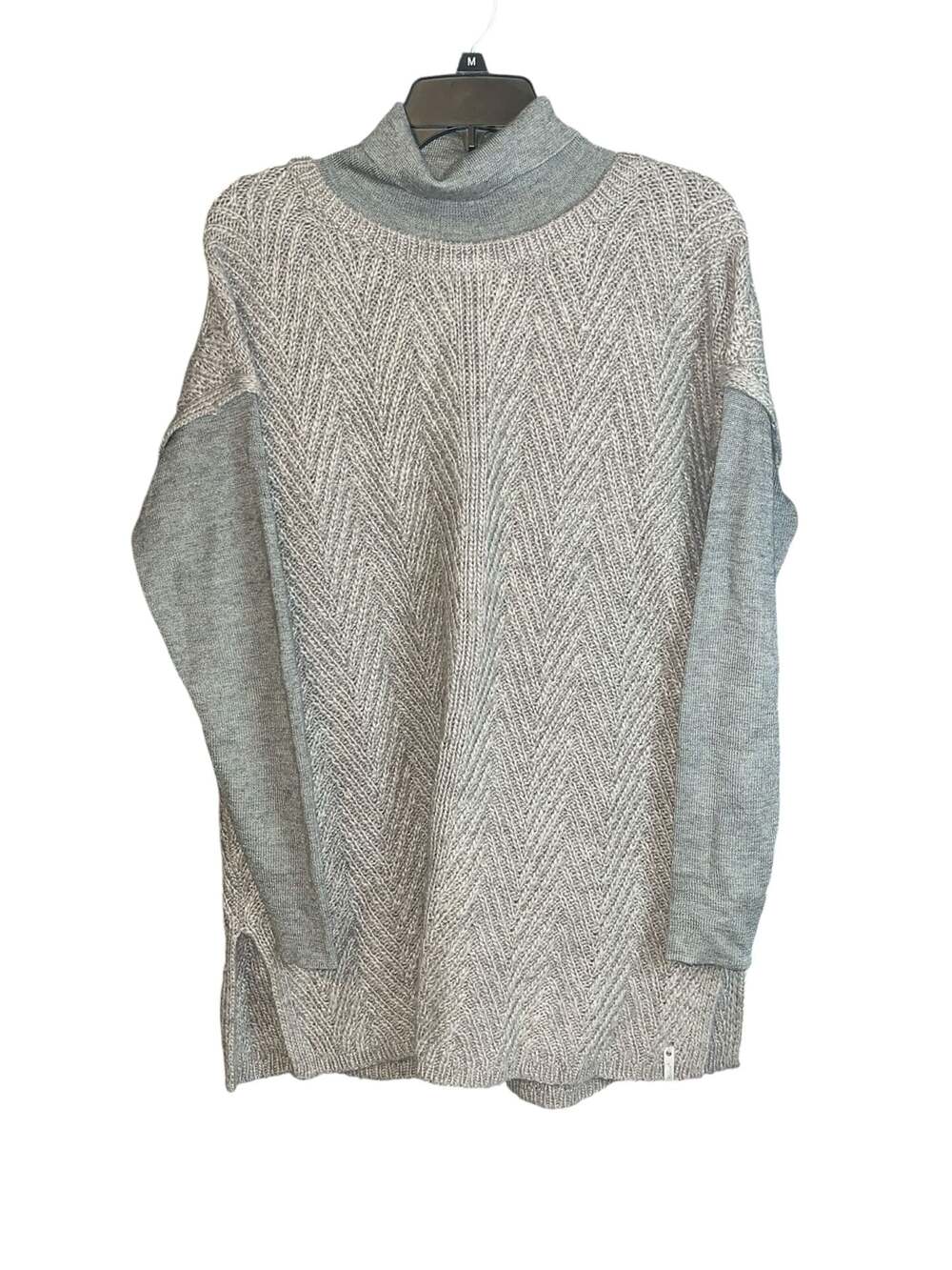 Woolrich Grey Chevron Knit Turtleneck Tunic Sweater Size L